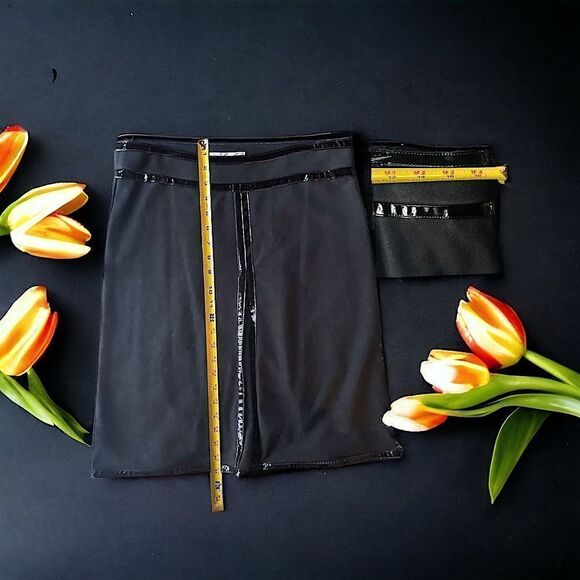 WD NY l Leather Accent Skirt l Front Pleat l Soft Stretch l Side Zip l 8 l NWT - Picture 5 of 8